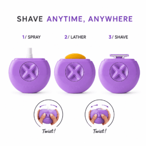 Three grooming attachments included with the portable razor