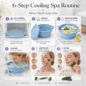 Foldable silicone ice face bowl with facial massage tools