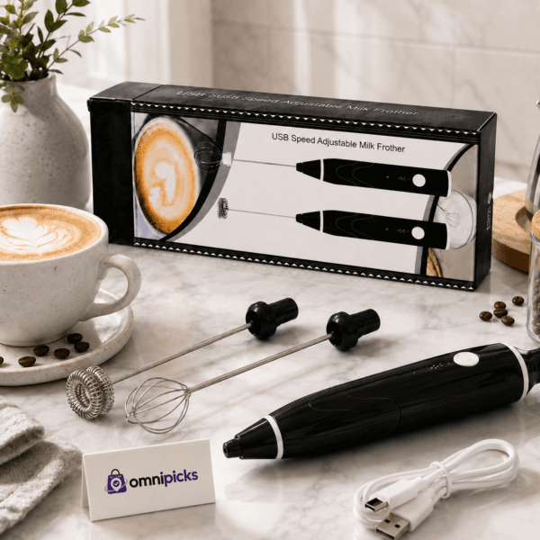 Rechargeable Coffee and Milk Frother with Whisk Attachments