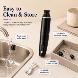 Rechargeable Coffee and Milk Frother with Whisk Attachments