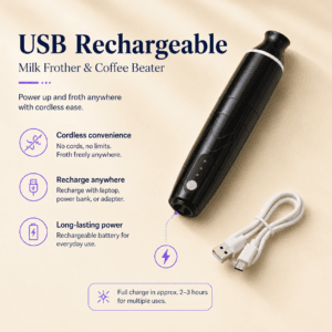 Rechargeable Coffee and Milk Frother with Whisk Attachments