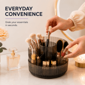 Cosmetic Storage Box and Makeup Brush Holder Organizer