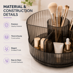 Cosmetic Storage Box and Makeup Brush Holder Organizer