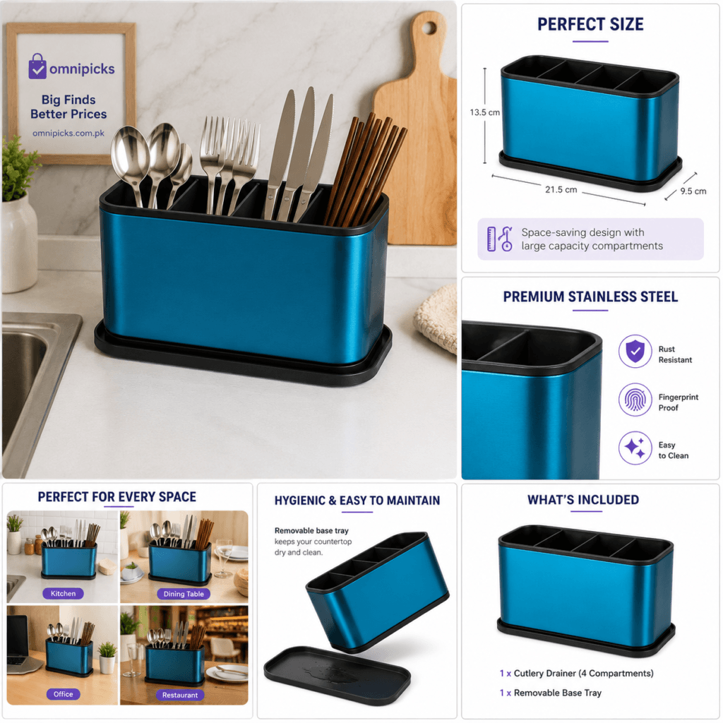 Stainless Steel Cutlery Drainer and Spoon Holder with Spout 1 Stainless Steel Cutlery Drainer and Spoon Holder with Spout
