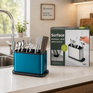 Stainless Steel Cutlery Drainer and Spoon Holder with Spout