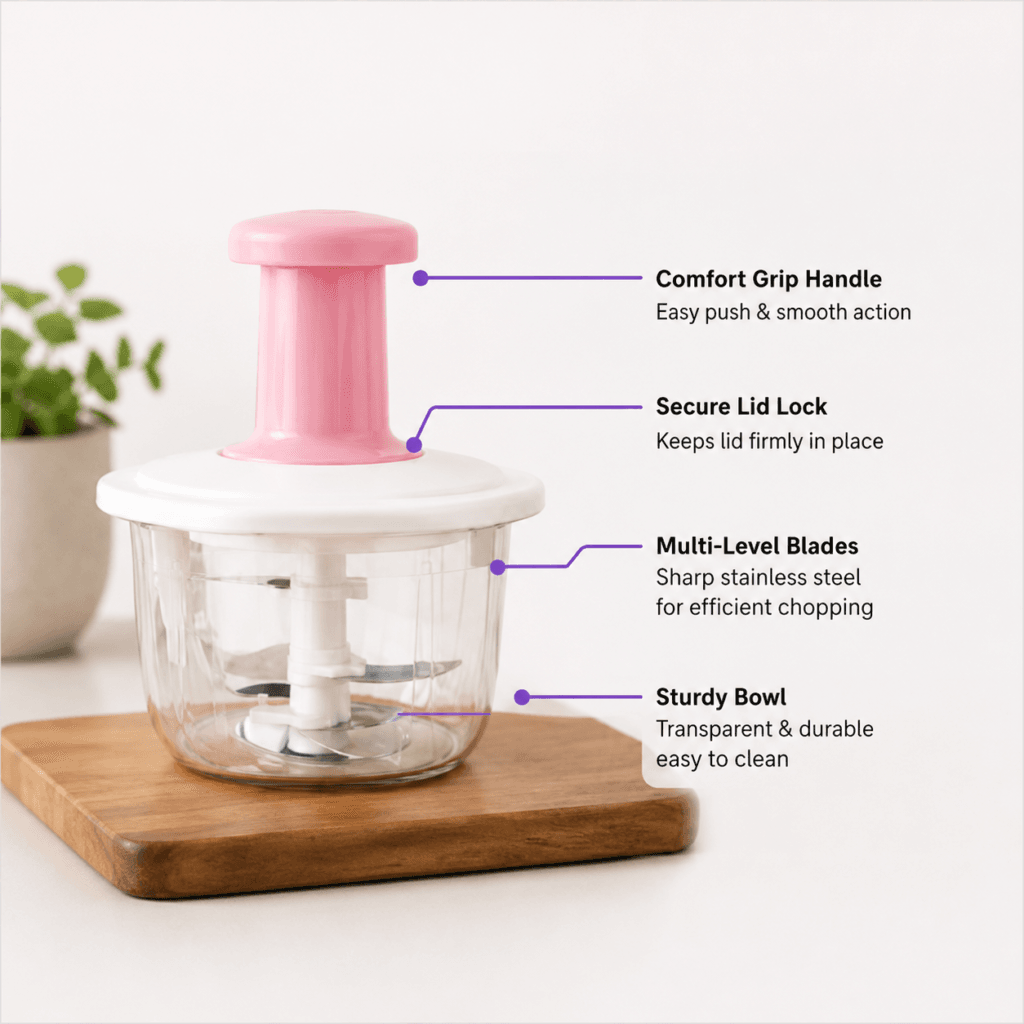 1.5L Manual Food Processor Push Chopper for Kitchen Prep 2 1.5L Manual Food Processor Push Chopper for Kitchen Prep – product detail view 2