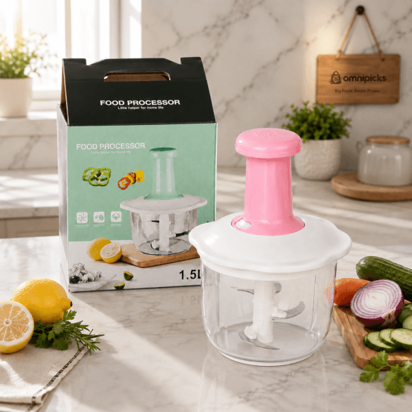 1.5L Manual Food Processor Push Chopper for Kitchen Prep