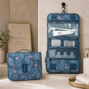 Travel Toiletry Pouch with Hanging Hook and Organiser Sections