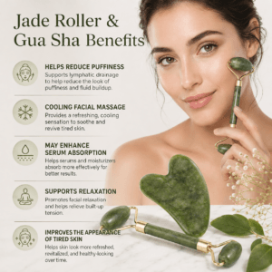 Jade Roller and Gua Sha Facial Massage Set for Skincare