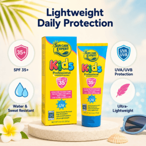 Sunblock applied to a child’s arm outdoors