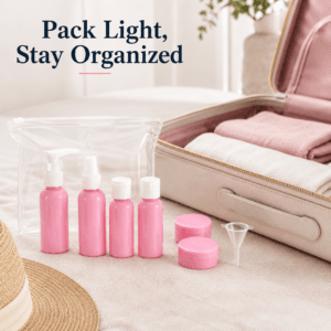 Medium Travel Bottle Set with Refillable Containers and Pouch