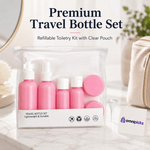 Medium Travel Bottle Set with Refillable Containers and Pouch