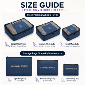 6-Piece Travel Packing Cube Set with Laundry Pouches
