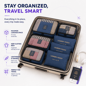 6-Piece Travel Packing Cube Set with Laundry Pouches