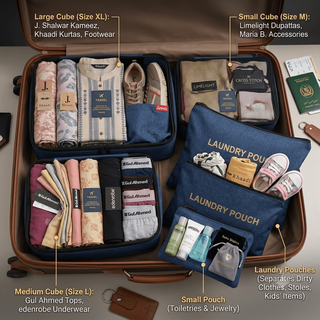 6-Piece Travel Packing Cube Set with Laundry Pouches 3 Travel Packing Cube Set features and use