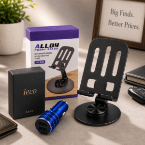 2-in-1 Car Charger and Foldable Phone Holder Combo