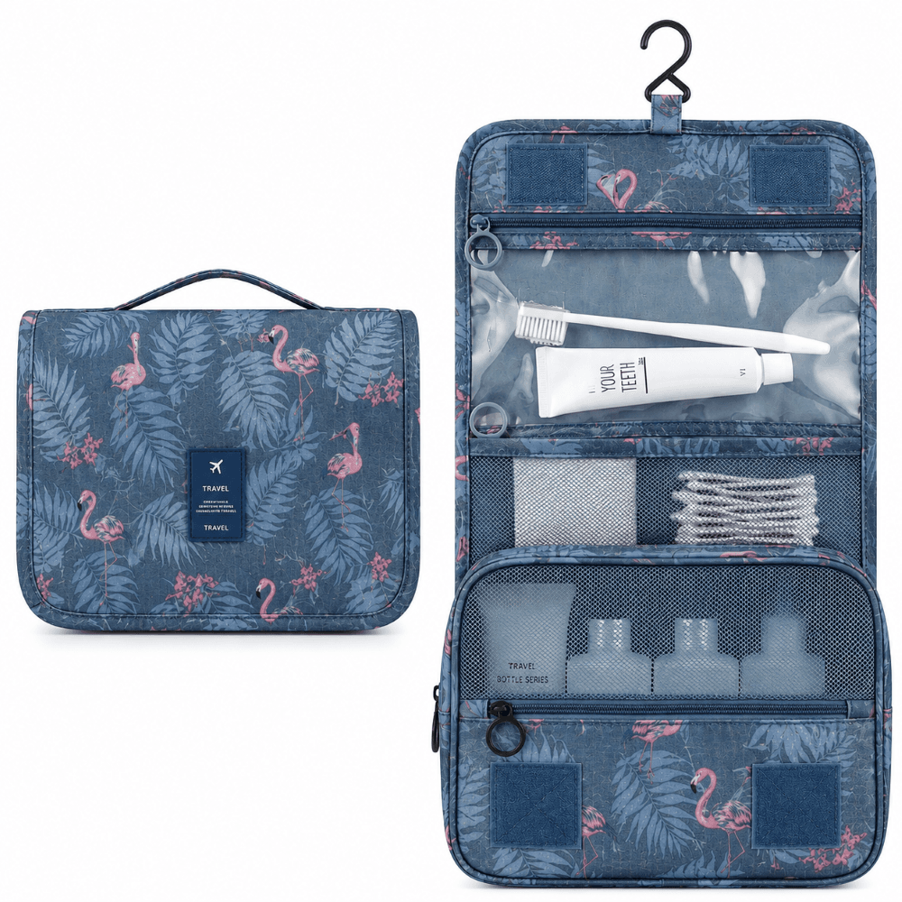 Travel Toiletry Pouch with Hanging Hook and Organiser Sections