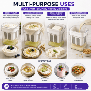 Greek yogurt maker and strainer for yogurt labneh soft cheese and beverage filtering