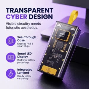 Transparent Bolt B106 power bank showing internal-style casing