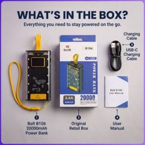 Bolt power bank charging two mobile devices