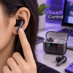 Earbud worn in the ear for hands-free listening