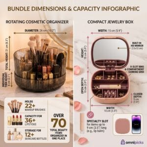 rotating cosmetic organizer and compact mirror jewelry box dimensions