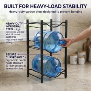 curved bottle cradles supporting two large dispenser bottles