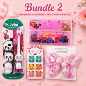 Hair clips and bands arranged from the accessory set