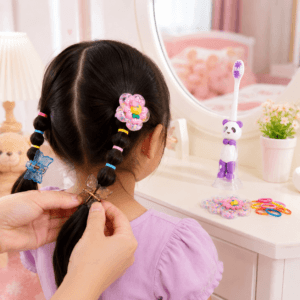 Child wearing pieces from the girls hair accessory bundle