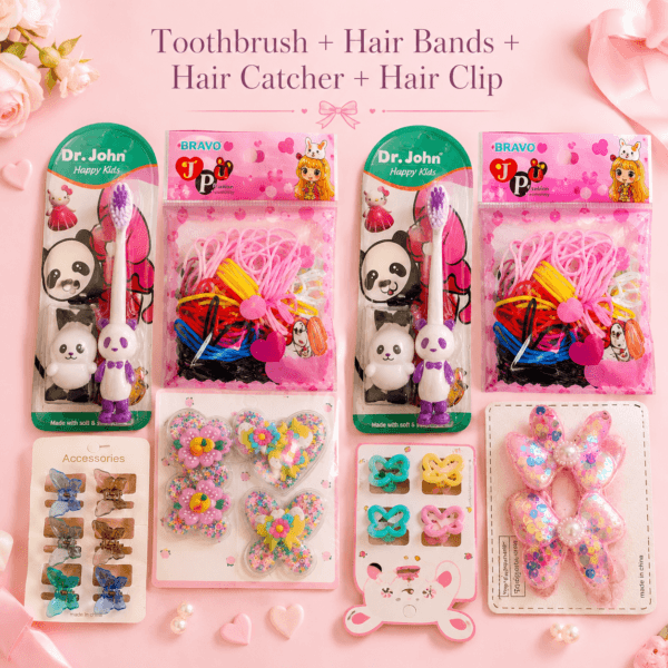 Kids Girls 4-Item Accessory Package with Hair Essentials