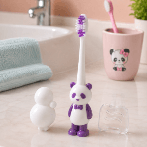Dr. John toothbrush and toy displayed in packaging