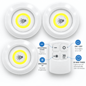 Round LED tap light showing its compact housing