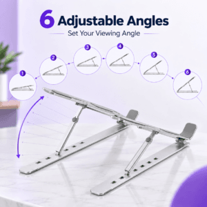 Foldable laptop stand viewed from the side