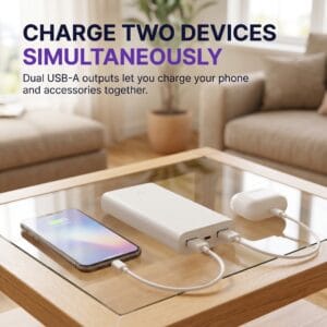 Mi power bank ports and charging controls close-up