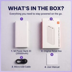 Mi power bank charging a smartphone through USB cable