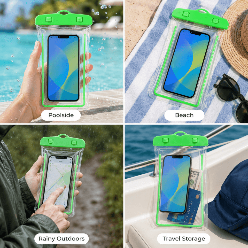 Phone Pouch for Water Protection with Secure Top Closure 1 Phone Pouch for Water Protection with Secure Top Closure
