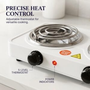 Double-burner countertop cooker supporting two pots