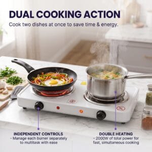 RAF electric stove controls and two cooking plates