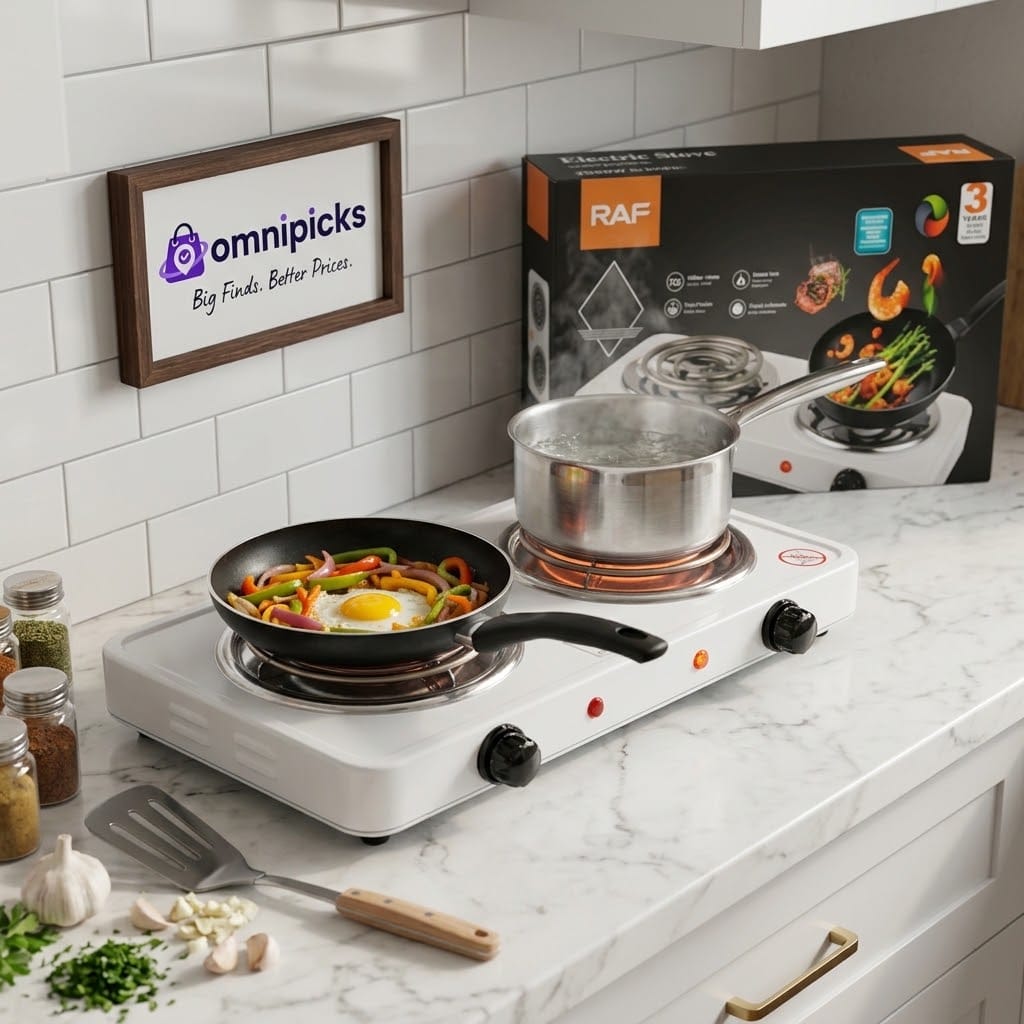 RAF Electric Stove – Double Burner Countertop Cooker 1 RAF electric stove with two countertop coil burners