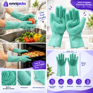 silicone scrubber gloves washing produce and handling an oven tray