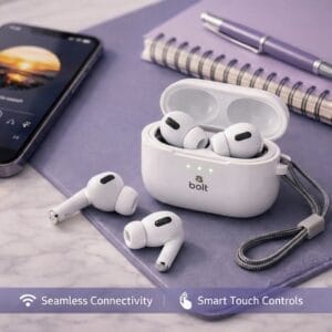 Wireless earbuds and compact charging case together