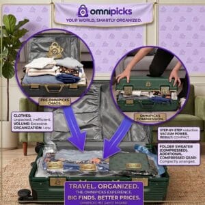 vacuum storage bags organising clothes inside a suitcase