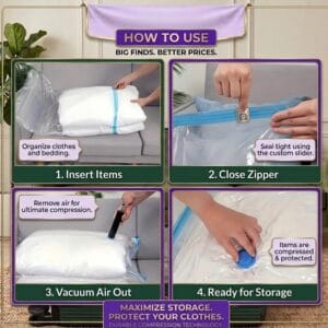 steps for using vacuum storage bags with a manual hand pump