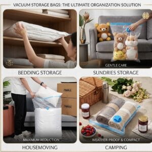vacuum storage bags for bedding, moving and travel organisation