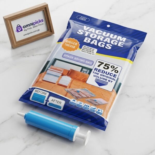 5-pack vacuum storage bags with manual hand pump