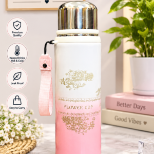 Stainless steel water bottle with 800ml vacuum flask and carry strap