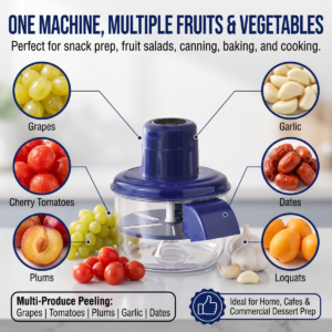 Electric fruit and garlic peeler for multiple small produce types