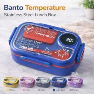 800ml stainless steel lunch box with digital temperature display and clipped lid