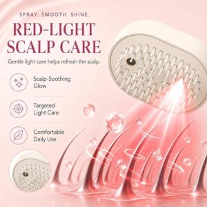 Electric spray hair brush showing its red-light scalp care feature