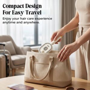 Compact electric spray hair brush packed in a travel bag